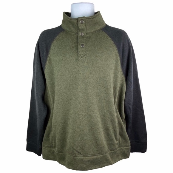 Sonoma Mens Pullover Top Long Sleeve Warm Mock Neck Olive Green Sweatshirt - Picture 1 of 13